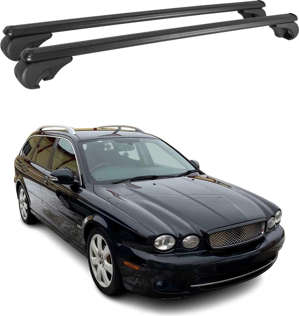 Dachträger für Jaguar X-Type Estate 2003-2009 Gepäckträger Aluminium Schwarz 2x