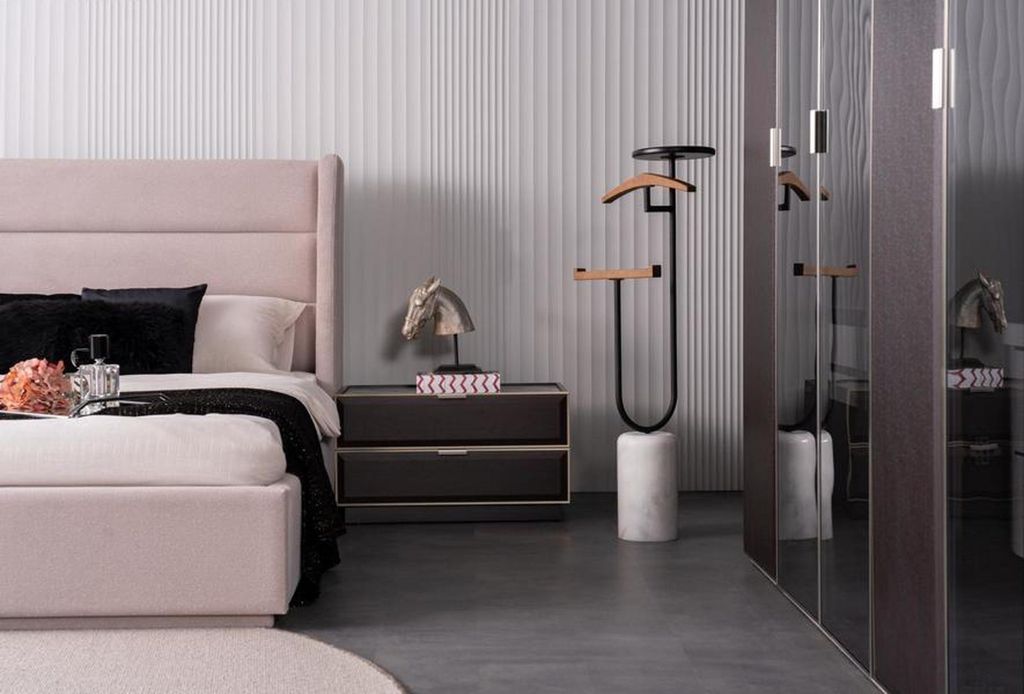 Nachttisch Nachtschrank Beistellkommode Nachtkonsole Marmor Optik Braun