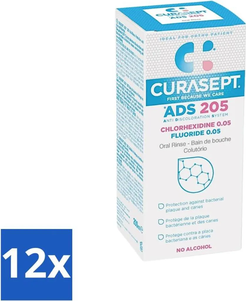 Curasept Collutorio 0,05% CHX 200 ml - Confezione risparmio - 12 pezzi