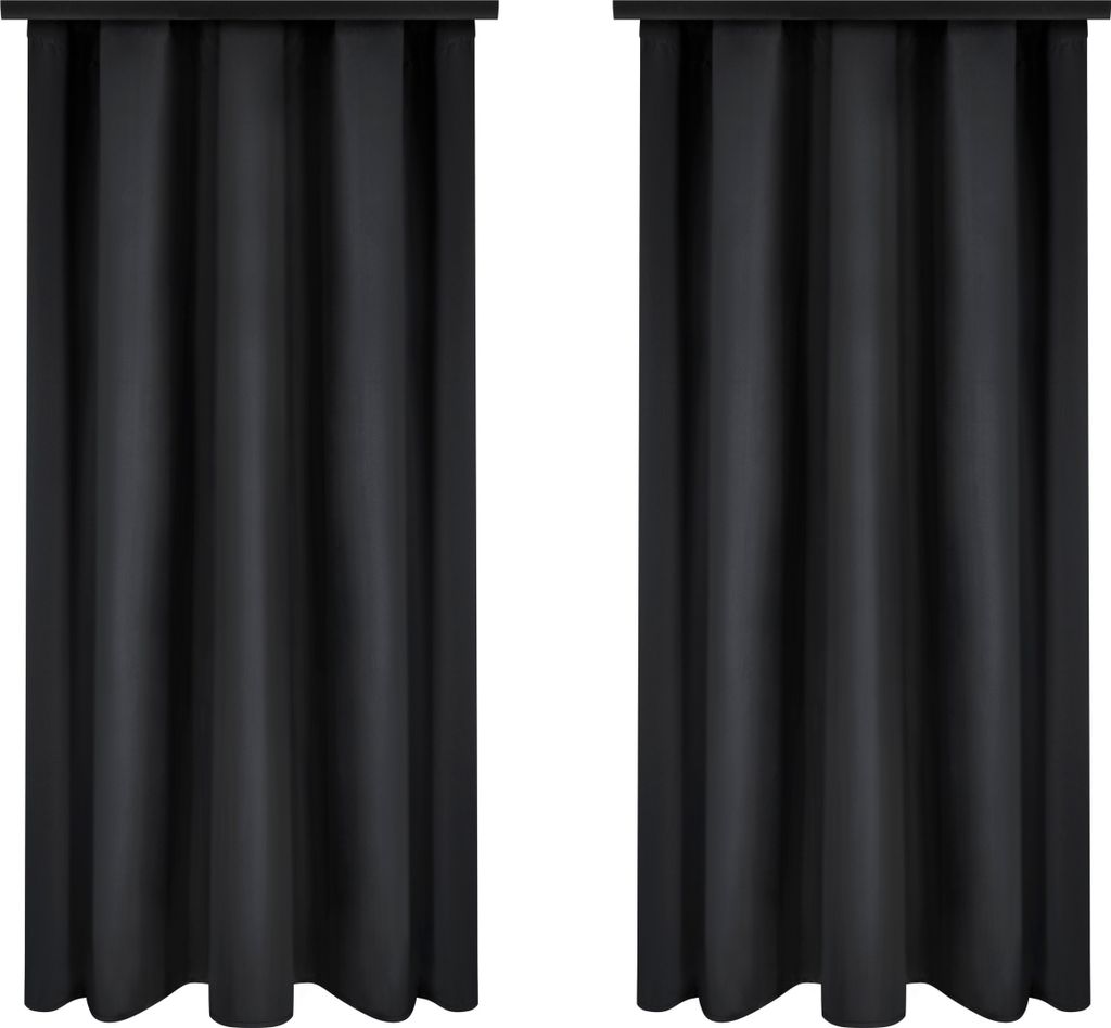 Vorhänge mit Kräuselband 140x260 cm 2 Stücke Dunkelgrau Graphit Fertige Blickdichte Gardinen
