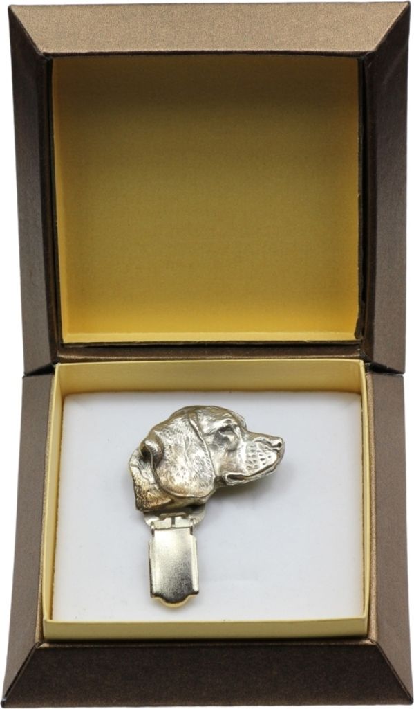Beagle - Brosche mit Clip, Startnummernhalter, versilberte Anstecknadel für Hundeausstellungen der Marke Art-Dog