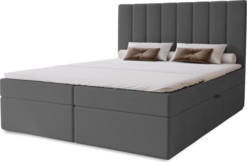 Hotel-Einzelbett 120x200 GRETNA - Stahlgrau + GRATIS Matratzenauflage