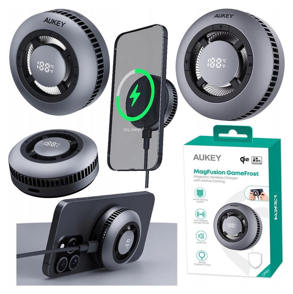 Aukey MagFusion GameFrost Qi2 Magnetic Wireless Charger Produktbild 