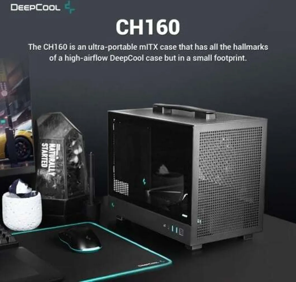 Boîtier PC Portable DeepCool CH160 - Idéal Setup Gaming Mini-ITX Noir - 12