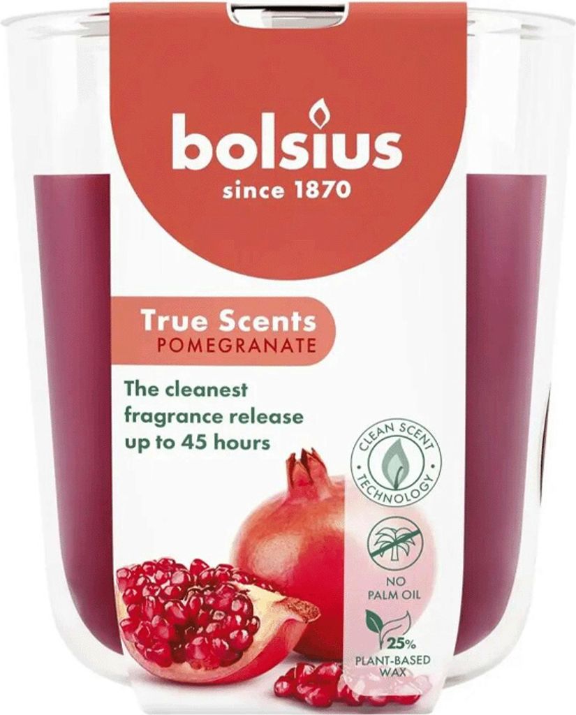 Bougie parfumée dans verre, Grenade, True Scents, BOLSIUS, Image du produit 