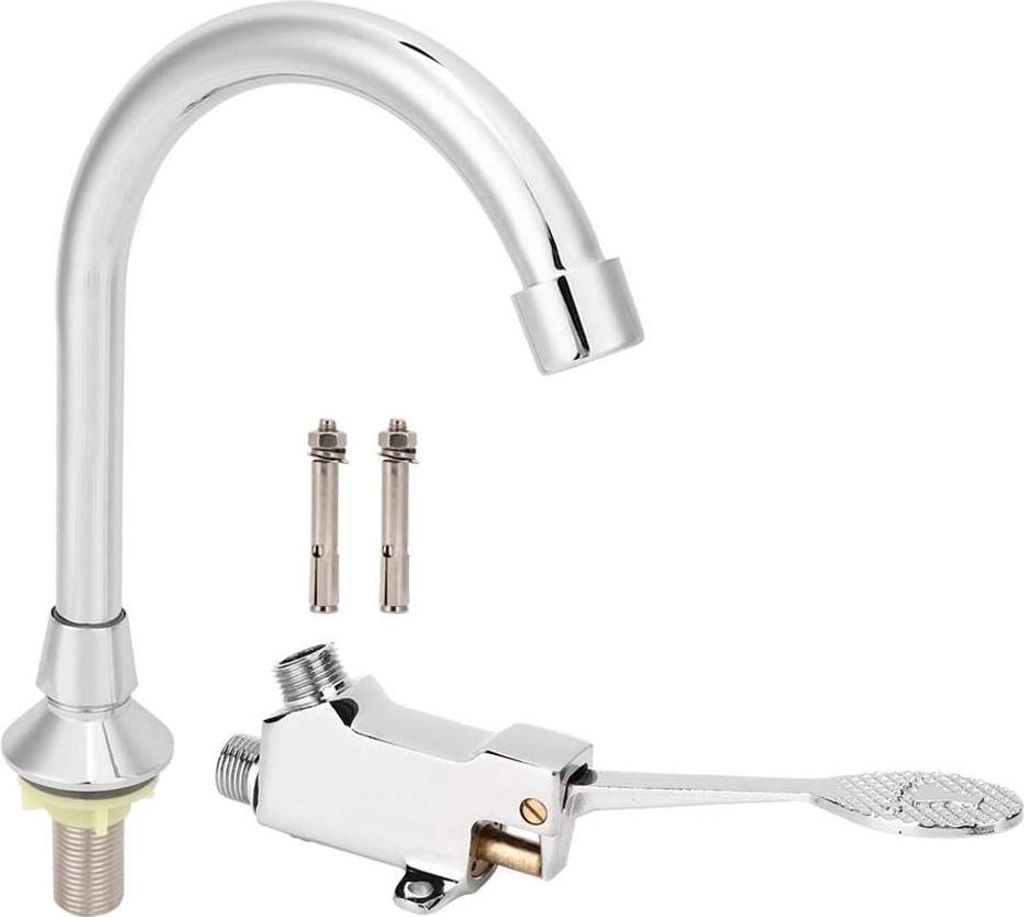 Wasserhahn mit Fußpedal - Waschbeckenarmatur für Labor - Zink-Wasserhahn-Set - Zubehörventil.