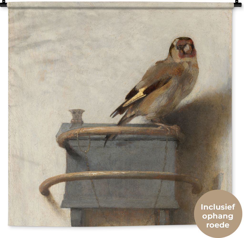 MuchoWow Wandteppich Wandbehang Der Stieglitz - Carel Fabritius 150x150 cm Tapisserie Dekoration Wandtuch - Wohnaccessoires - Modernes