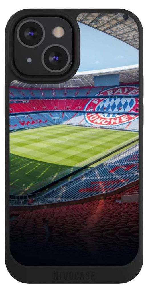 NIVOCASE Handyhülle für Apple iPhone 13 Mini Hülle NIVOpure Case Schwarz FC Bayern München FCB Stadion
