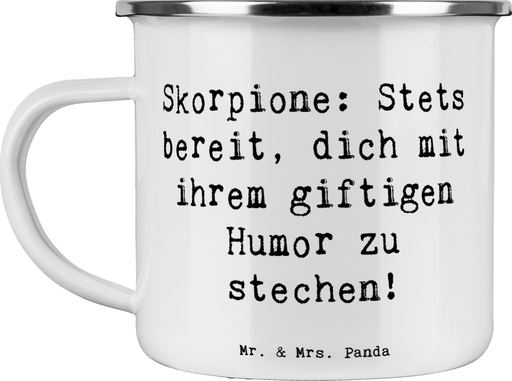 Mr. & Mrs. Panda Pott Spruch Skorpion Humor - Weiß - Geschenk, wandertasse, Sternzeichen, Kaffeepott, Emaille Tasse, Geschenke, Tierkreiszeichen, ...