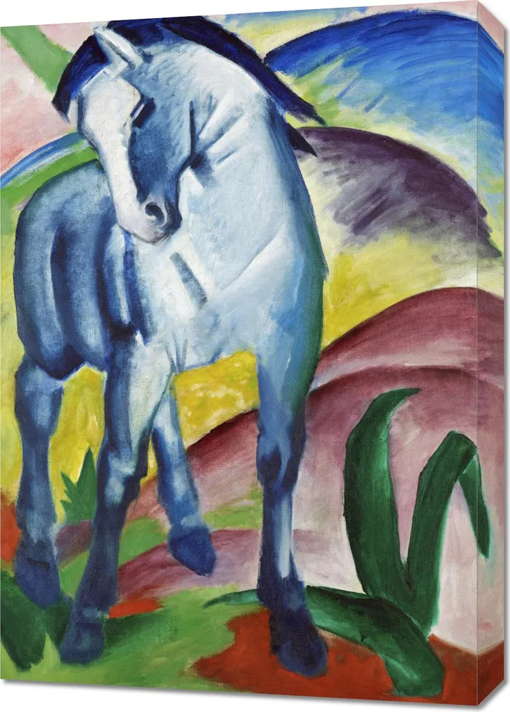 Décoration Murale : Affiche Encadrée Blue Horse I Marc 50 x 70 cm Salon