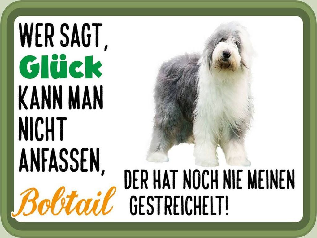 vianmo Holzschild 30x40 cm Glück nicht anfassen Bobtail Produktbild 