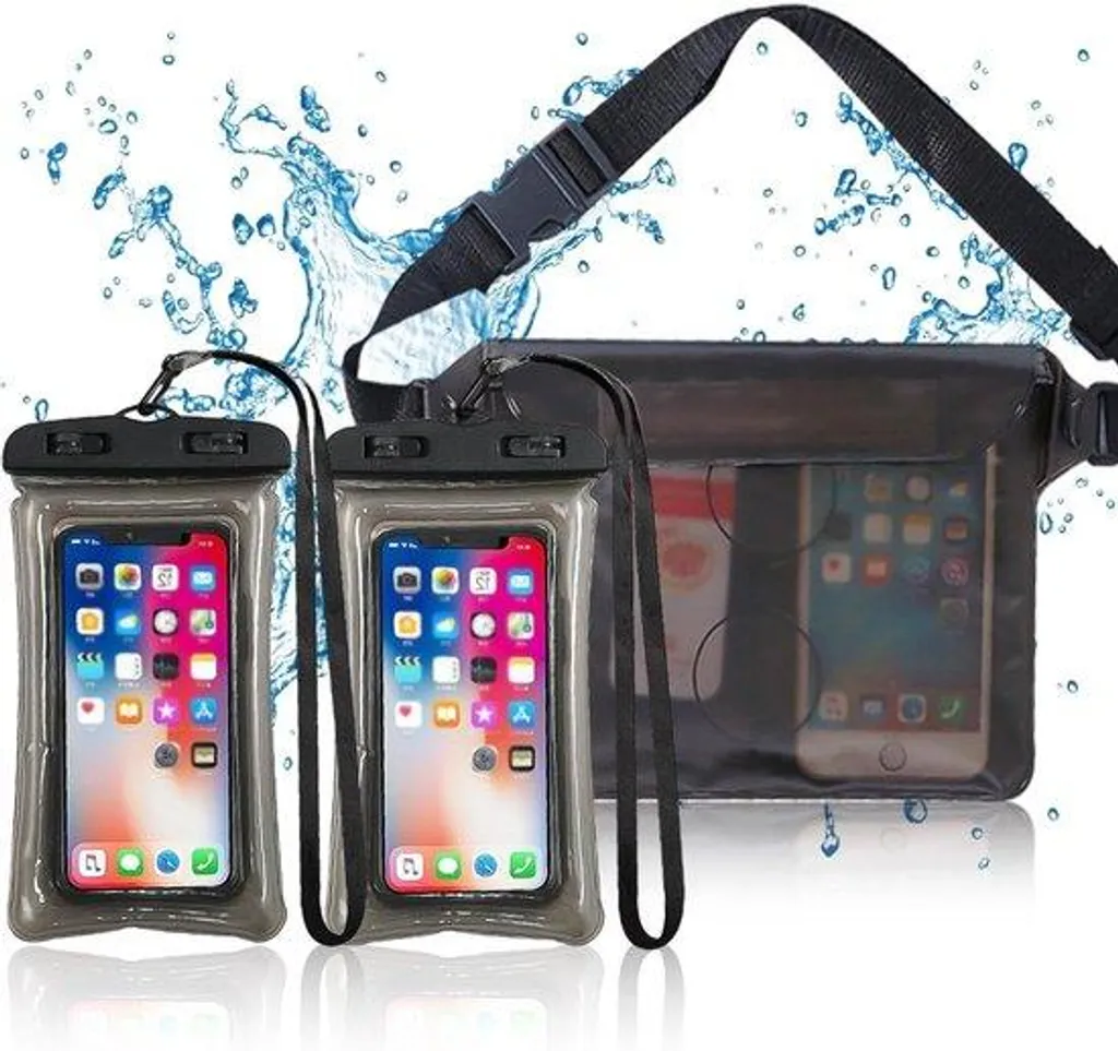 Support de téléphone étanche noir pour piscine - Étui tactile universel