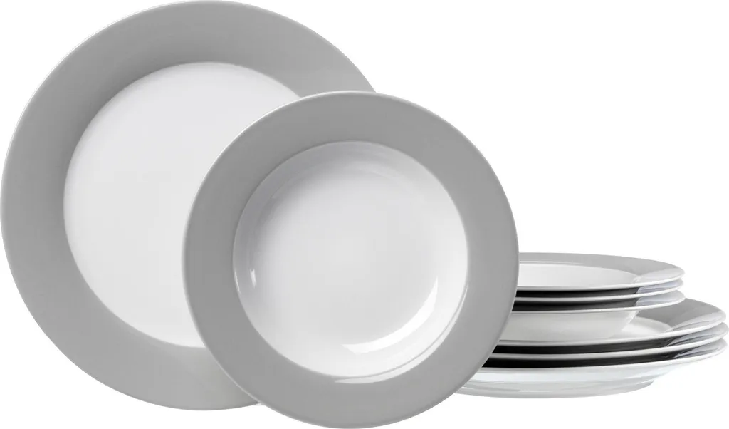 Set Piatti 8 Pezzi Ritzenhoff & Breker DOPPIO Porcellana Grigio Scuro