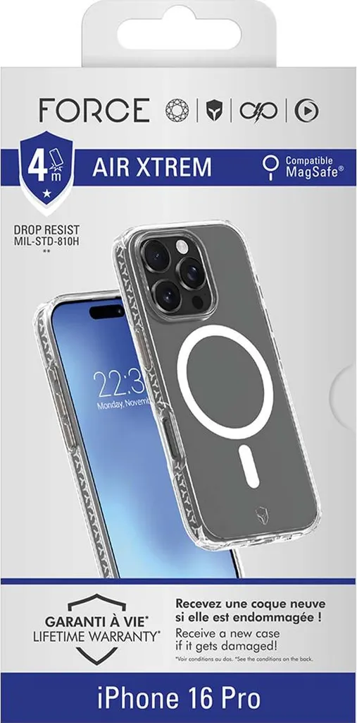 Coque Antichoc MagSafe iPhone 16 Pro FC Air Xtrem en Verre Recyclé