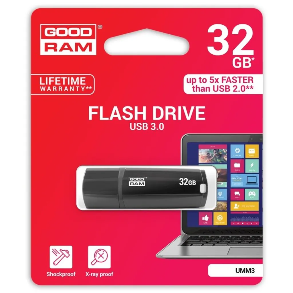 Chiavetta USB 3.0 Buona Ram 32GB Nera - Perfetta per Studenti