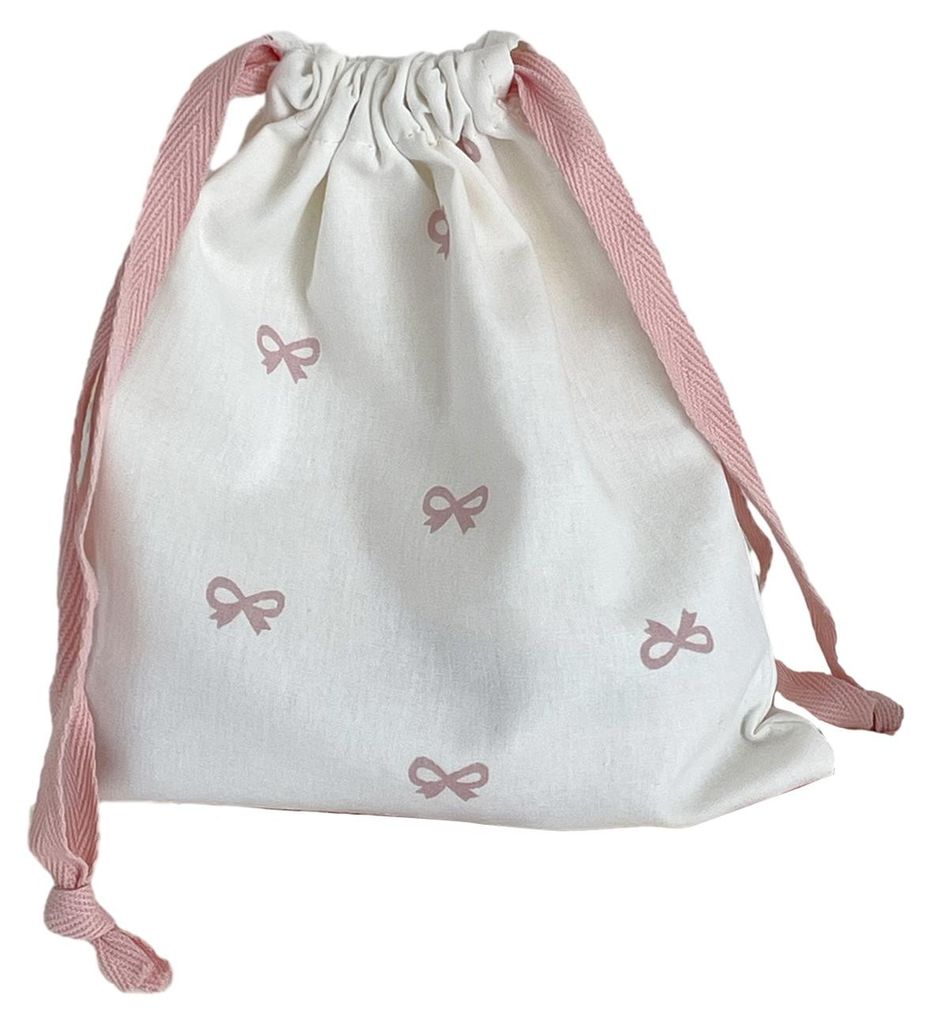 Kleine Beutel mit Kordelzug, niedliche Schleife, Kosmetiktasche, tragbarer Canvas-Aufbewahrungsbeutel für Kosmetik, Schmuck, Reisen und unterwegs