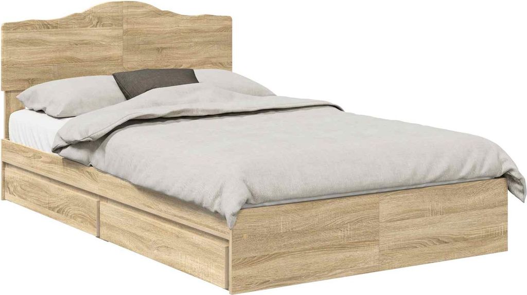 vidaXL Aufbewahrungsbett Sonoma-Eiche 135 x 190 cm Holzwerkstoff