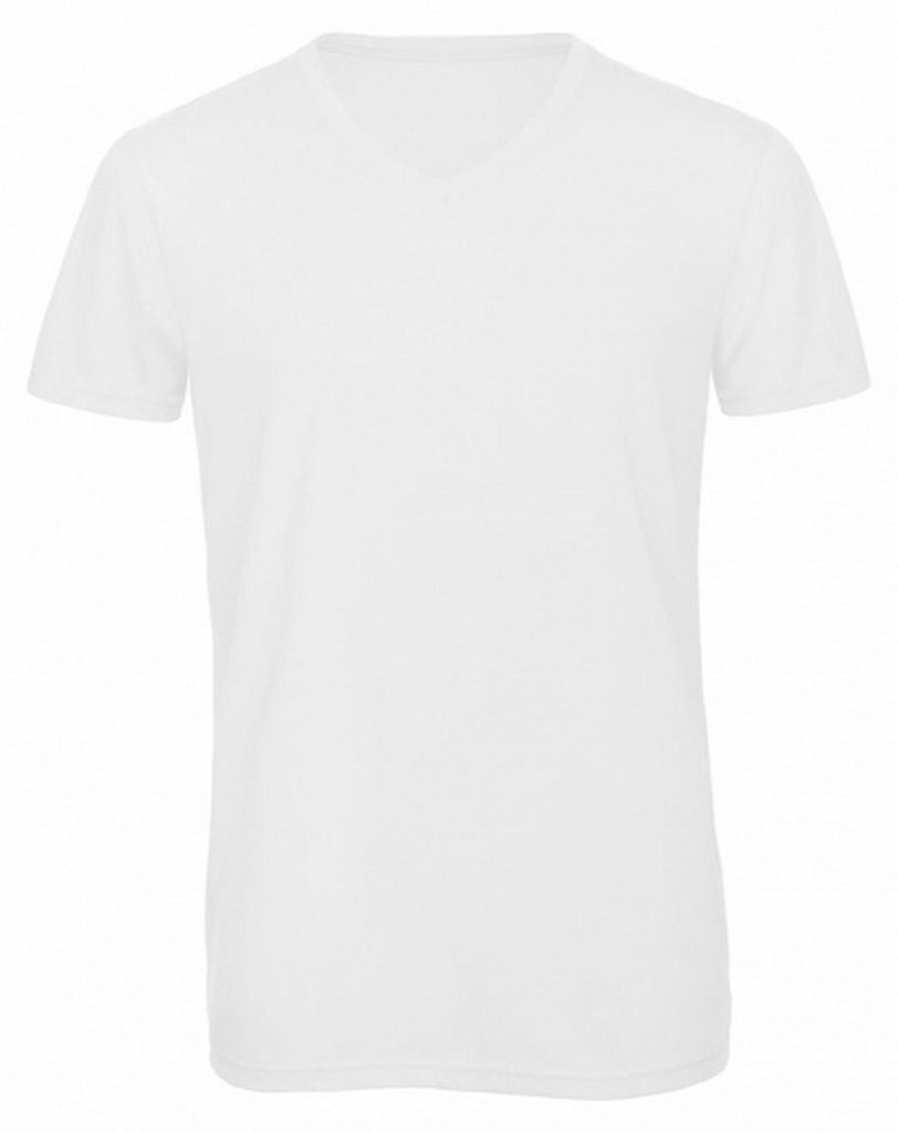 B&C - T-Shirt V-Ausschnitt für Herren FK2341 (XL) (Weiß)