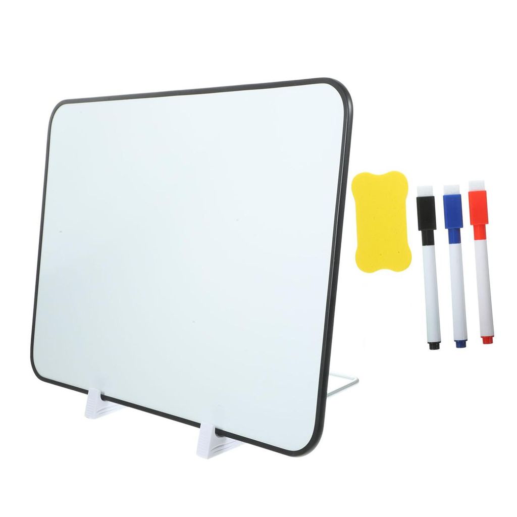 doppelseitiges trocken abwischbares Whiteboard mit Sockel,Kompaktes Memoboard für Einsatz zu Hause und in Schule,30*42cm,Mit Stift und Radiergummi