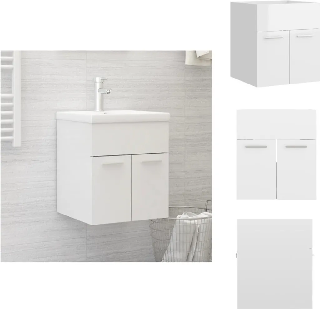vidaXL Mobiletto Bagno Bianco Lucido 41x38,5x46cm | Arredo Sottolavabo