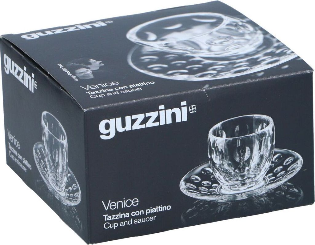 Designer Glas ca. 60 x 60 mm Guzzini Espressoglas mit Untersetzer