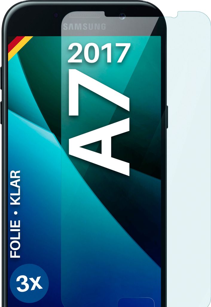 moex 3x Schutzfolie kompatibel mit Samsung Galaxy A7 (2017) - Displayschutzfolie dünn Folie, Klar