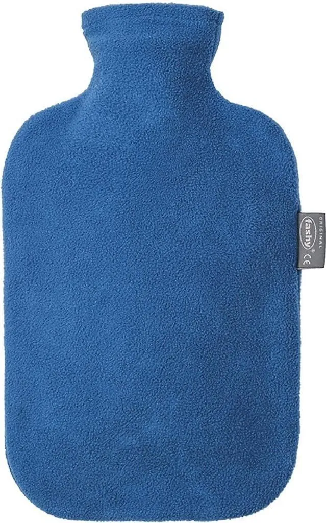 Housse de bouillotte douce en polaire bleue 1ST pour eau chaude