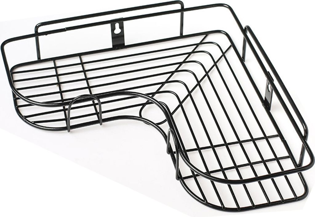 Eckregal fuer die Dusche aus Eisen , ohne Bohren, spurloses, Wandregal fuer die Dusche, wasserdicht und rostfrei, dreieckiger Badezimmer-Duschaufbewah