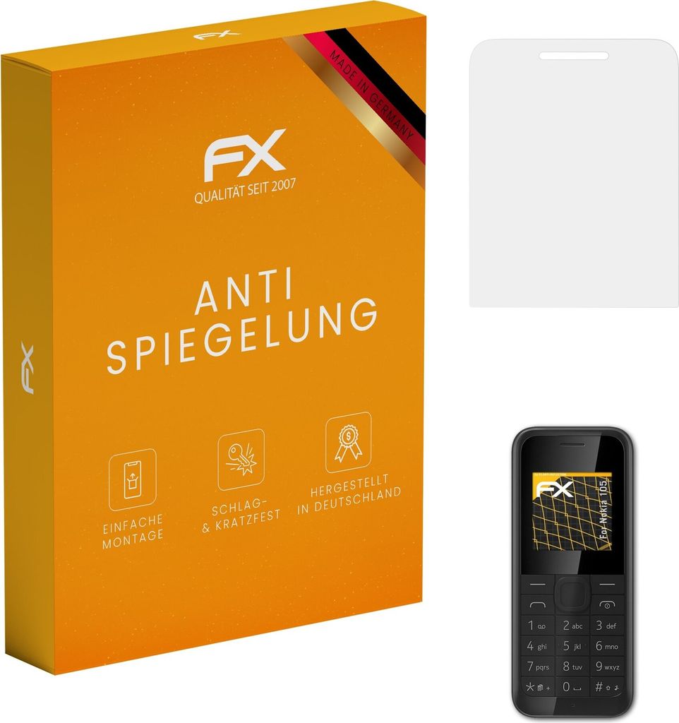 atFoliX FX-Antireflex 3x Schutzfolie kompatibel mit Nokia 105 Displayfolie