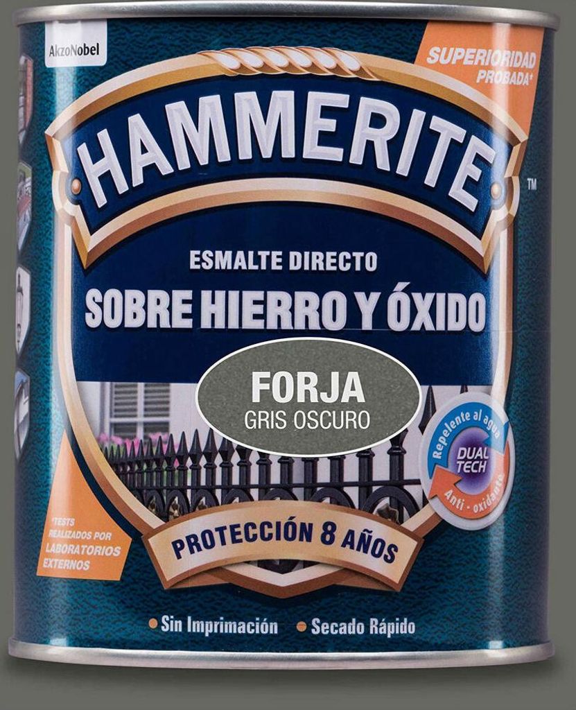 Hammerite 5093211, Einfärbende Grundierung, Metall, Fertig gemischt, Grau, Dark Grey, Pinsel, Farbroller, Farbspritzpistole