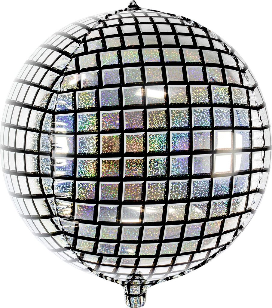 Pallone in foil disco ball 40cm nero argento iridescente Immagine del prodotto 