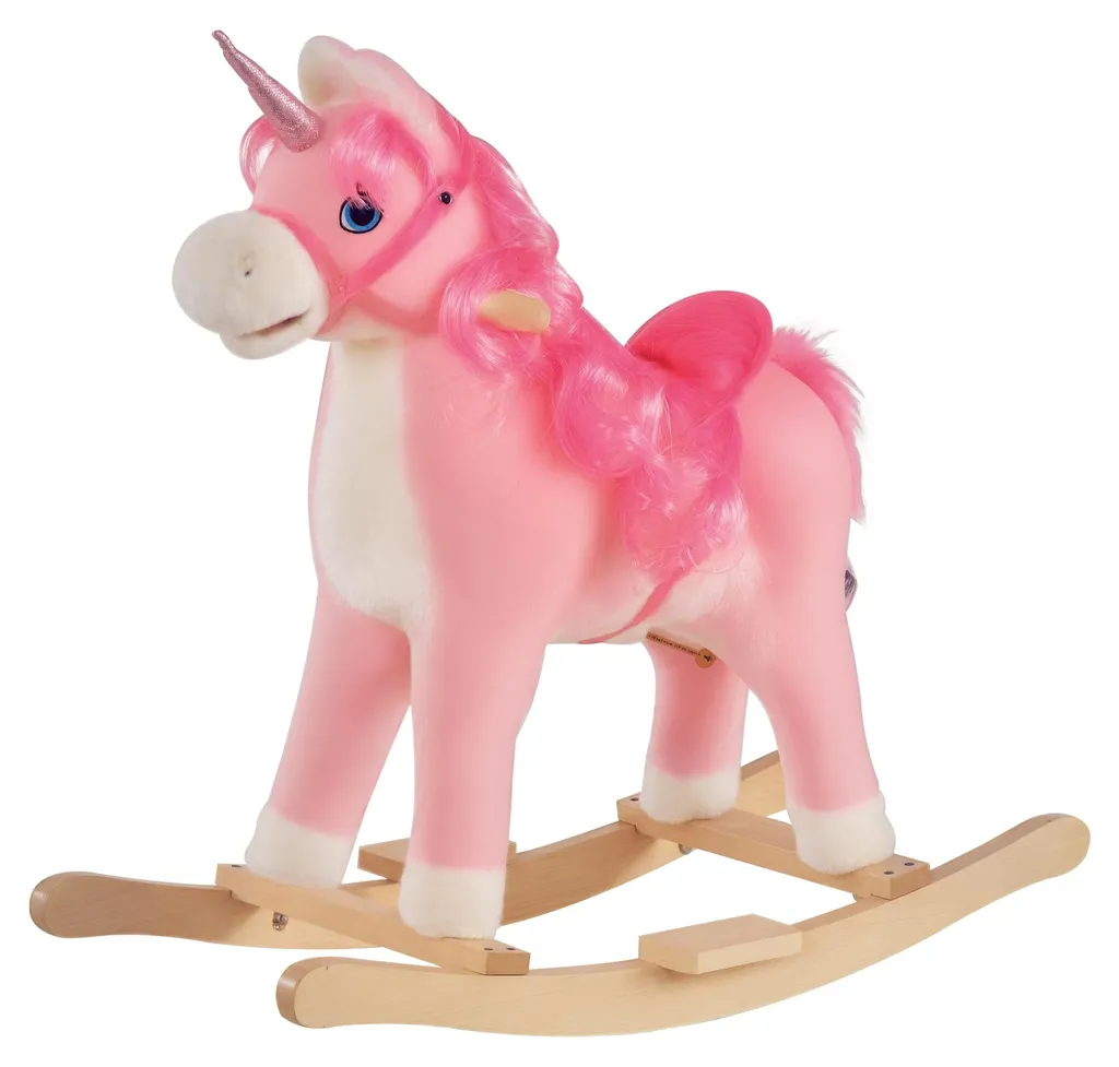 Cheval à Bascule Licorne Sons Authentiques et Assise Rembourrée Grand Confort