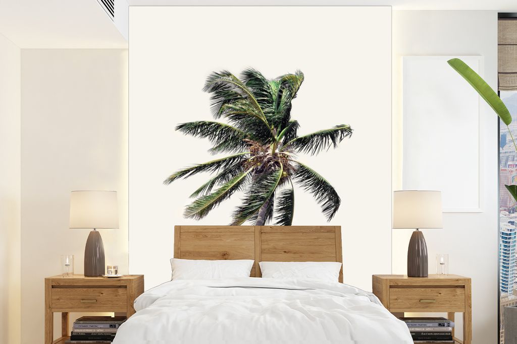 MuchoWow Fototapete für Wohnzimmer oder Schlafzimmer Wandtapete Vinyl Motivtapete Palme - Grün - Natur - Blätter - 165x220 cm - Wanddekorationen
