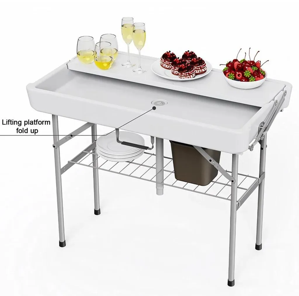 Table d'appoint avec bac à glace pour buffet extérieur et camping - 6