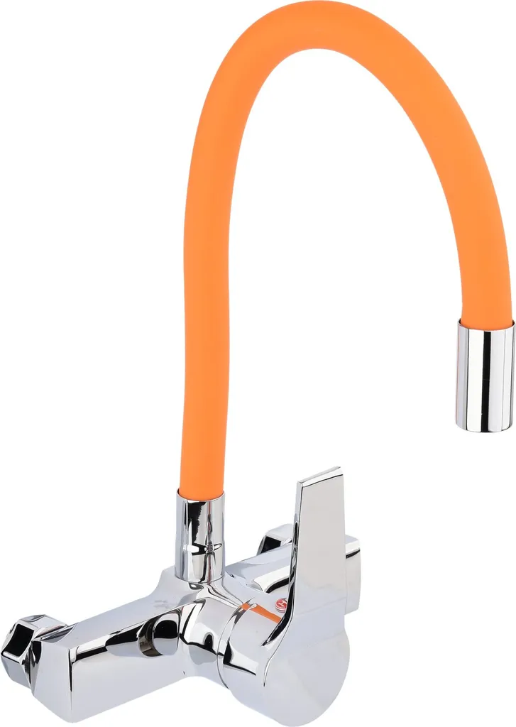Rubinetto Professionale Cucina Arancione | Miscelatore Parete Flessibile