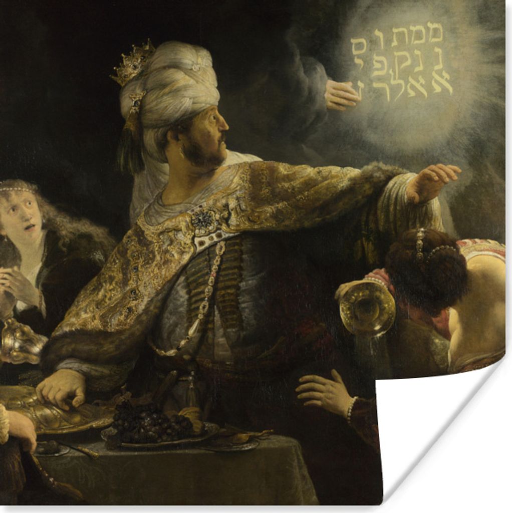 MuchoWow Poster Das Gastmahl des Belsazar - Gemälde von Rembrandt van Rijn 30x30 cm - Wandposter - Printing