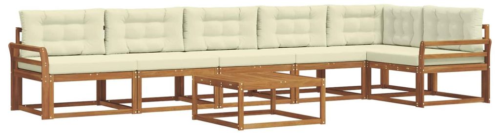 vidaXL Outdoor-Sofagarnitur mit Kissen 7 pcs Natur und Creme