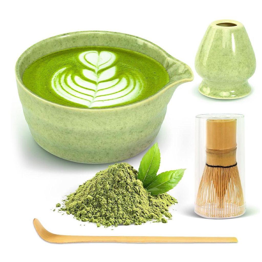 Matcha Set, Japanische Teezeremonie Matcha Schale, Matcha-Schaufel, Matcha Besen, Bambus Matcha Werkzeuge, für Matcha-Liebhaber