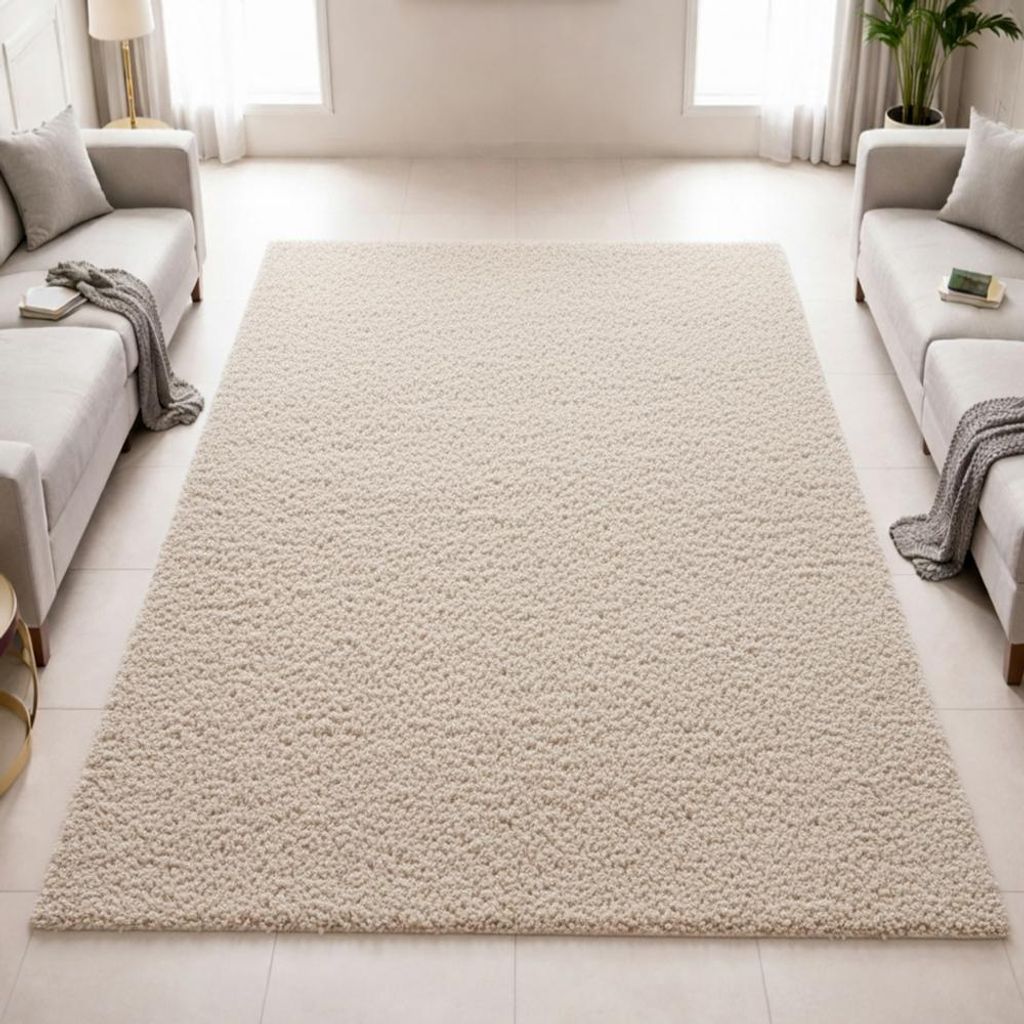 Tapis moderne à poils longs, couleur crème-beige – design Image du produit 