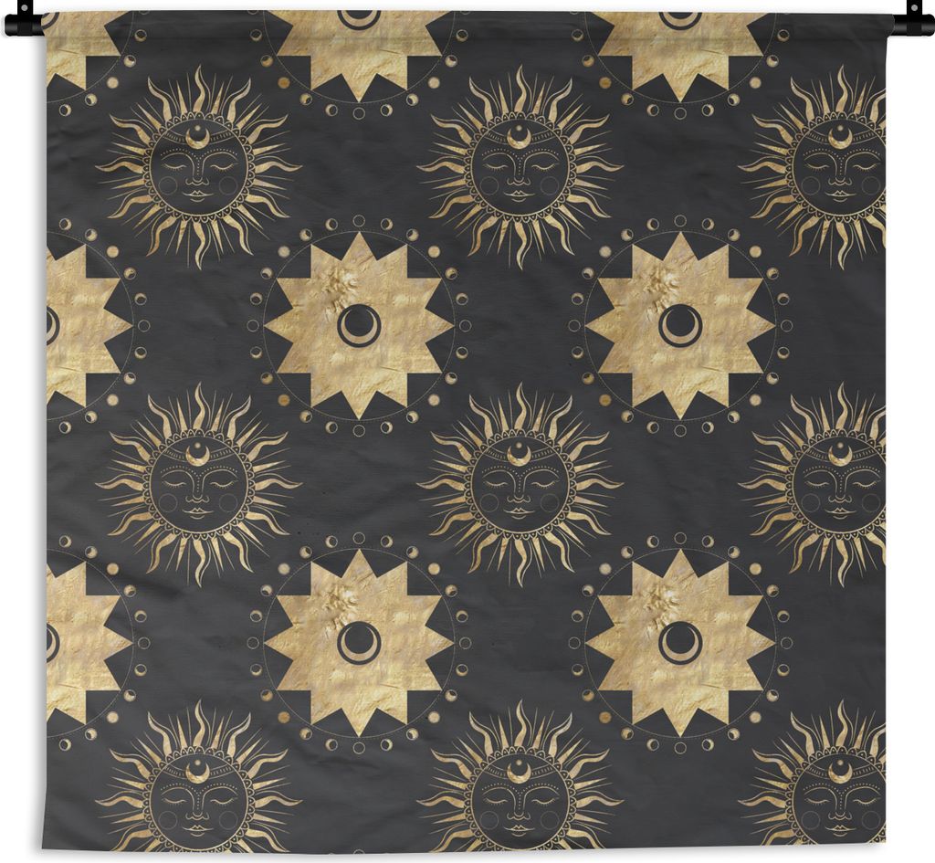 MuchoWow® Wandteppich Wandbehang Muster - Sonne - Sterne - Produktbild 