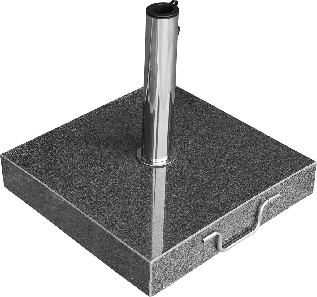 anndora Sonnenschirmständer Granit 40 kg - dunkelgrau poliert - Griff zum rollen - Edelstahlschaft 2 Räder - Dunkelgrau