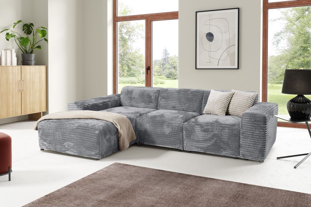 KEF Ecksofa Bali – L-Form – 290x69x190 cm – Möbel für Wohnzimmer – Wellenfederung + hochelastischer Schaumstoff – Polsterstoff – Lin...