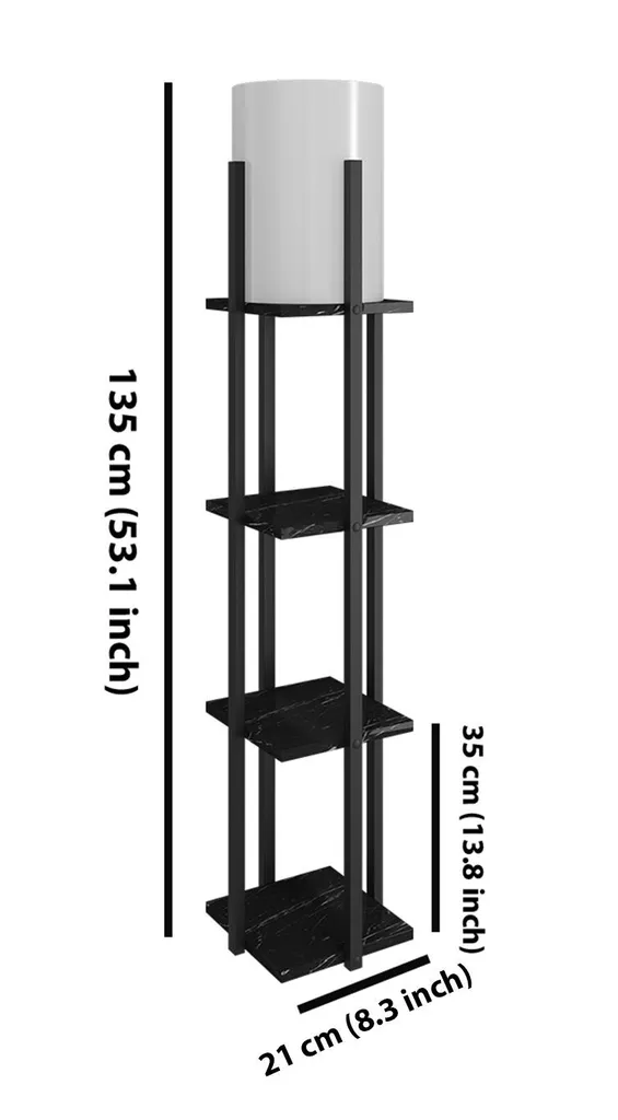 Lampadaire Stable Noir Nora 135 cm en MDF - Solution Éclairage Petit Espace
