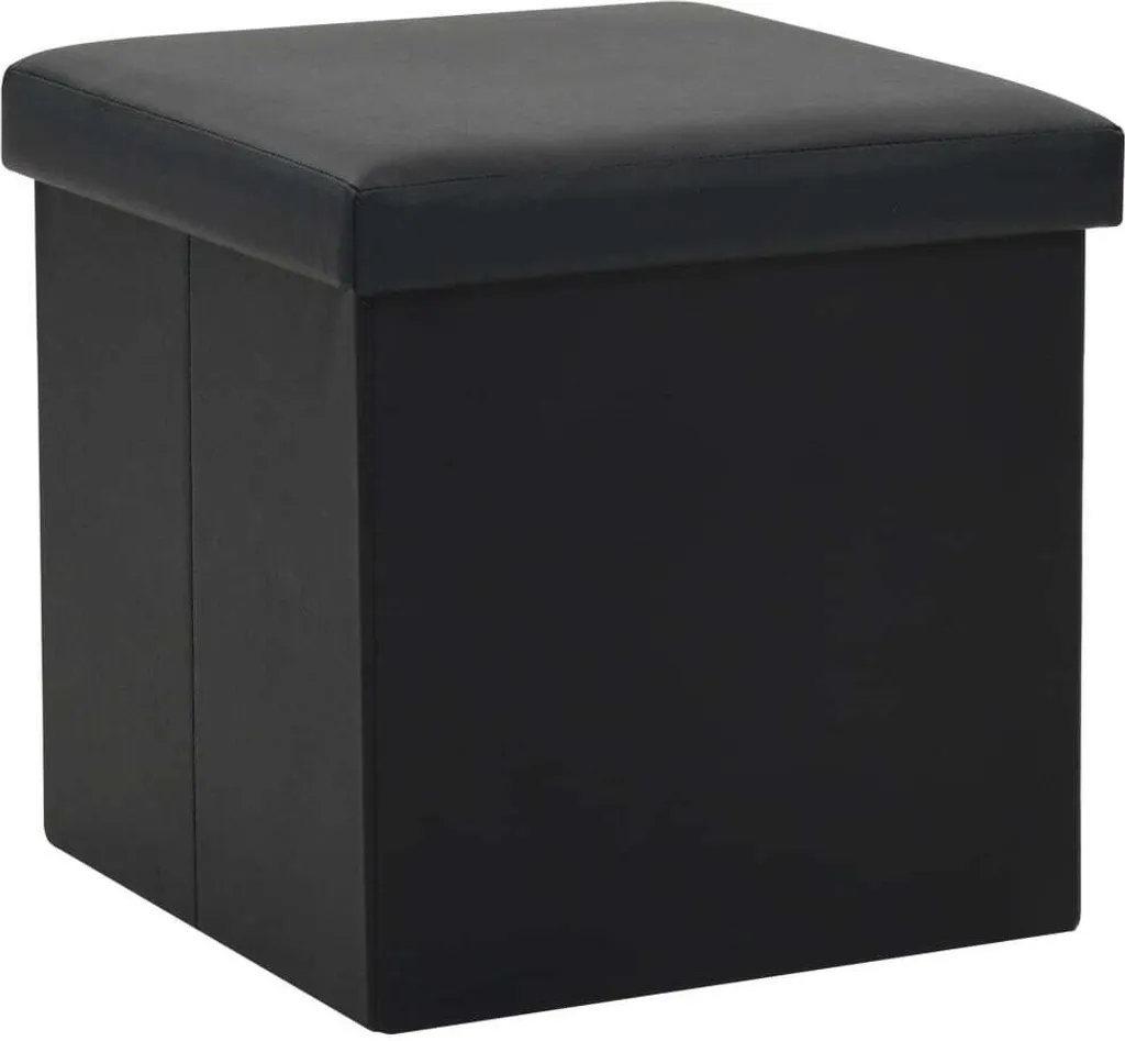 Tabouret Noir avec Coffre Intégré - Similicuir Haute Qualité 247081