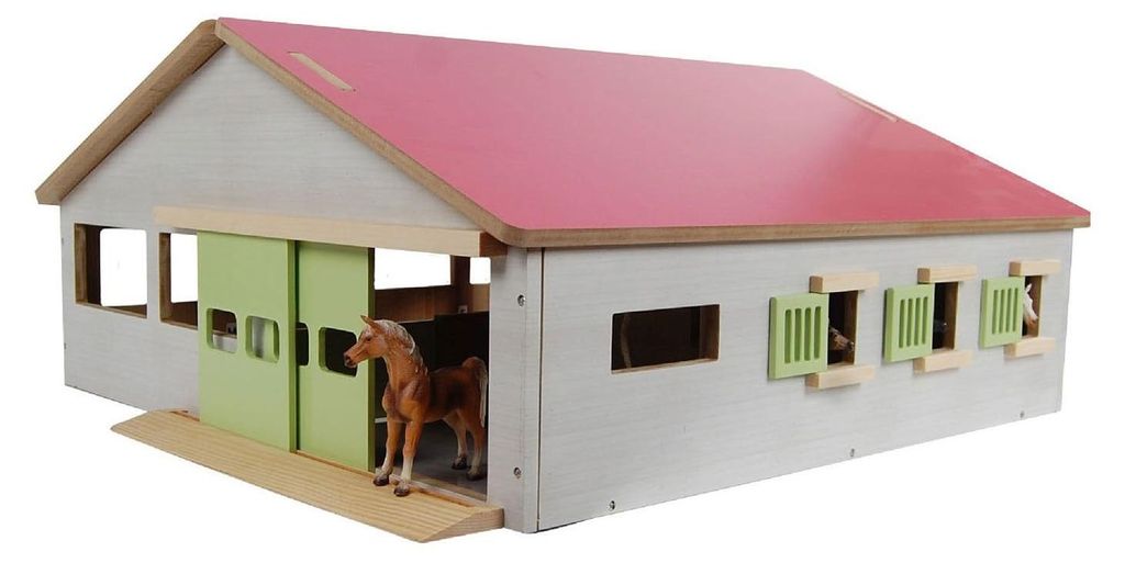 Kids Globe Spielzeug-Pferdestall mit 3 Boxen und Gasse 1:32 Produktbild 