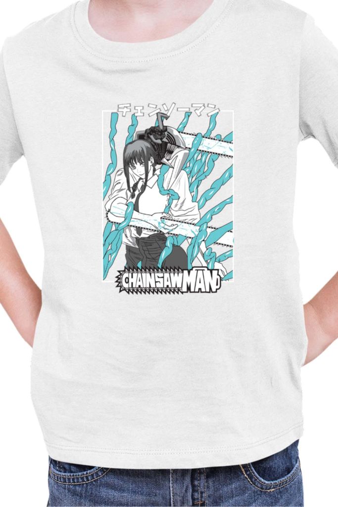 Kinder T-Shirt Manga Japan Anime Comics Animation Chainsaw Anime manga Man 04, 3-4 Jahr - 104 / Weiß