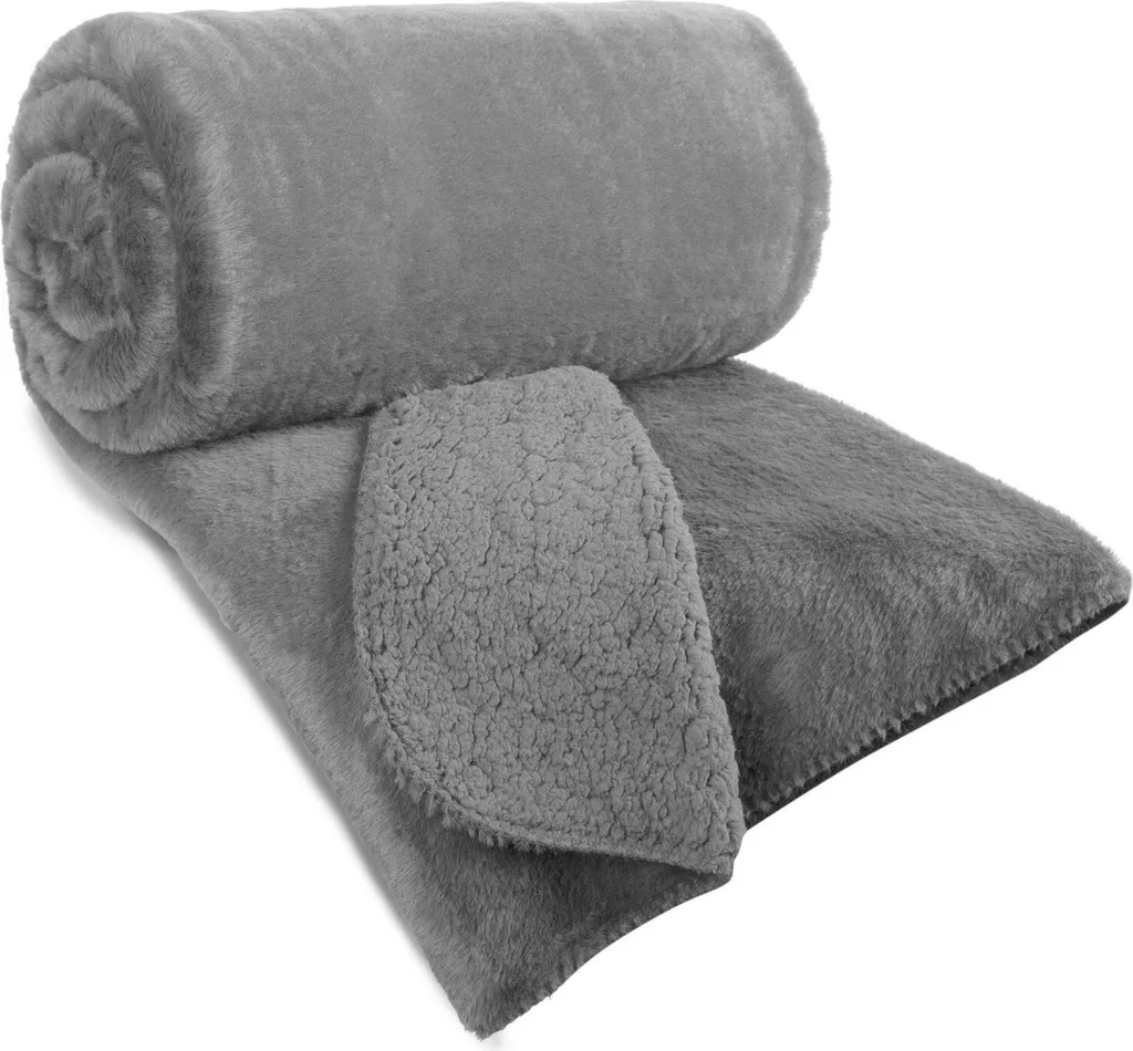 OFFERTA Copriletto Nina Pelliccia d'Agnello Argento 220x240