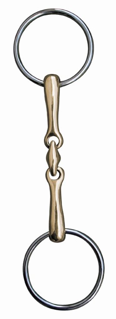Doppelt gebr. Gebiss 18 mm, Argentan, Edelstahl., Groesse:70 mm / 155 weite