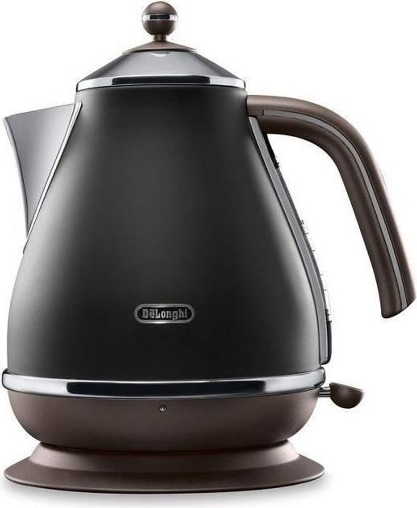 Wasserkocher DELONGHI KBOV2001.BK, 1,7 L, 2000 W, Mattschwarz / Schokoladenbraun, Abnehmbarer Anti-Kalk-Filter