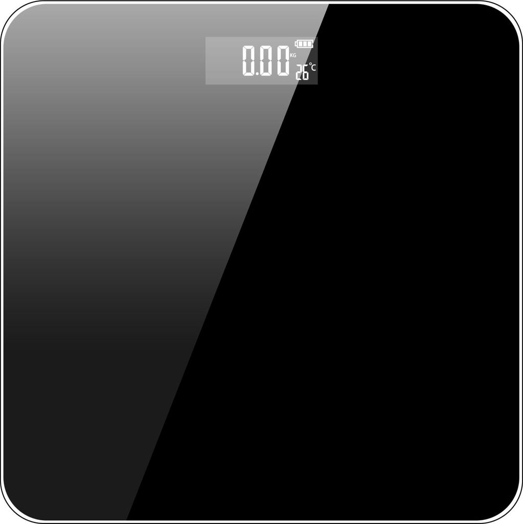 Intirilife Ultradünne Badezimmerwaage Körperwaage in Schwarz mit 26 x 26 cm Grundfläche und digitaler Anzeige - Zum schnellen und genauen Wiegen...